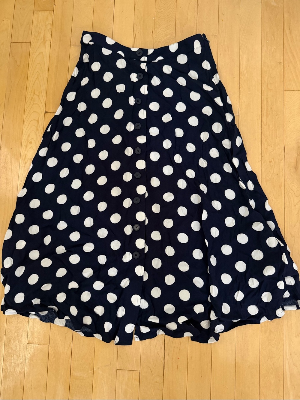 Talbots Polka Dot A-Line Midi Skirt - Navy and White